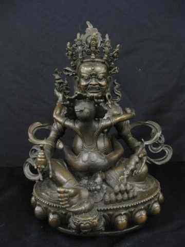 Appraisal: Oriental Bronze of a god '' tall fine detail