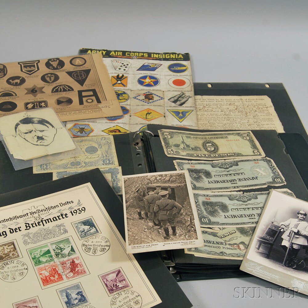 Appraisal: Group of Documents Currency and Other Military Items and documents