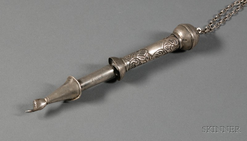 Appraisal: Russian Silver Torah Pointer maker's mark GP possibly G Peysakhov