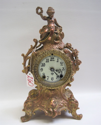 Appraisal: AN AMERICAN VICTORIAN MANTEL SHELF CLOCK with copper and brass