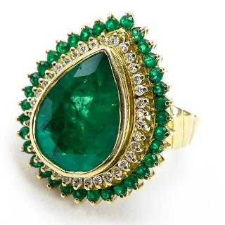 Appraisal: Approx Carat Pear Shape Colombian Emerald and Karat Yellow Gold