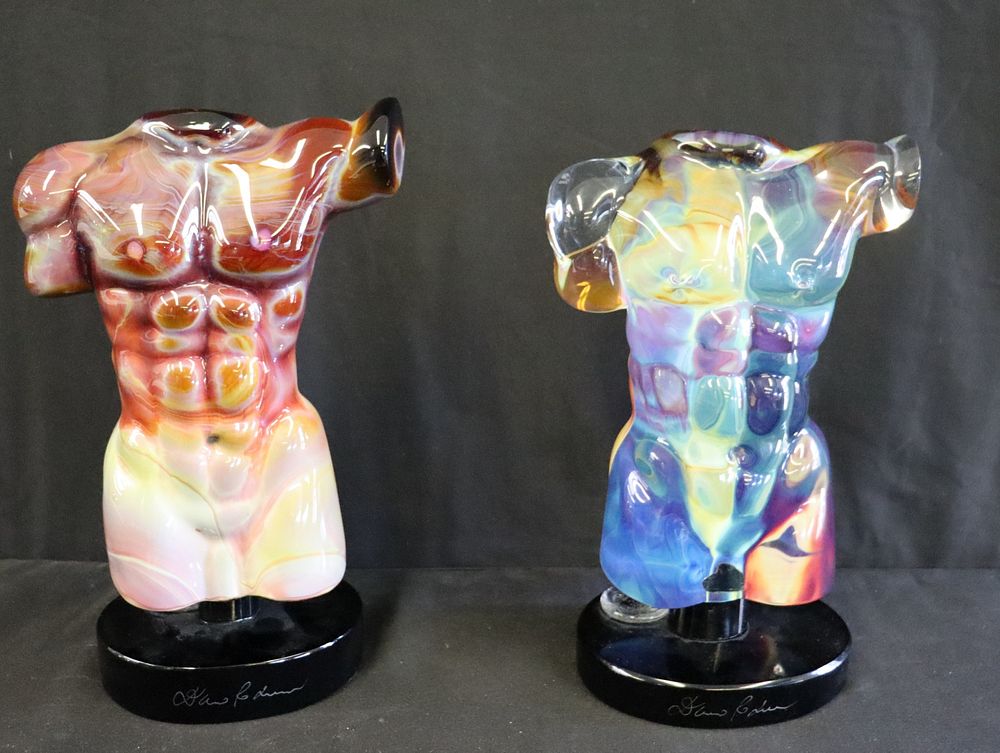 Appraisal: Dino Rosen Signed Art Glass Torso Sculptures Signed and from