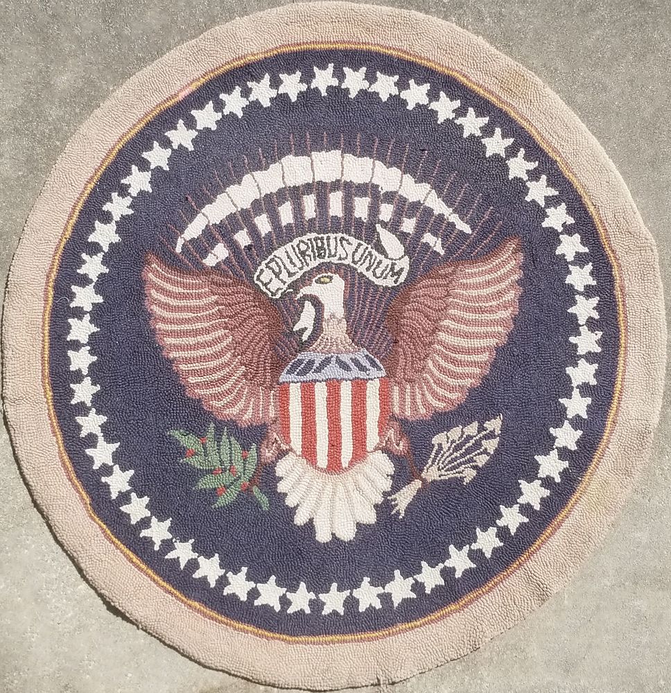 Appraisal: Round E Pluribus Unum Hooked Rug Round E Pluribus Unum