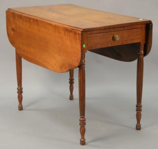 Appraisal: Sheraton cherry drop leaf table with drawer circa ht top