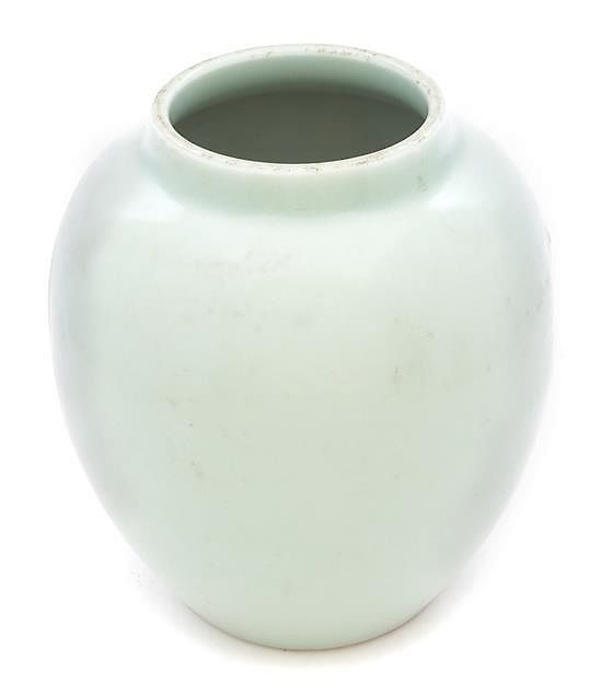 Appraisal: A Celadon Glazed Porcelain Vase Height inches A Celadon Glazed