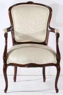 Appraisal: Vintage Louis XV s upholstered in cream-tone brocade H X