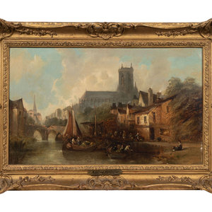 Appraisal: Clifford Montague British - Canal Scene oil on canvas signed