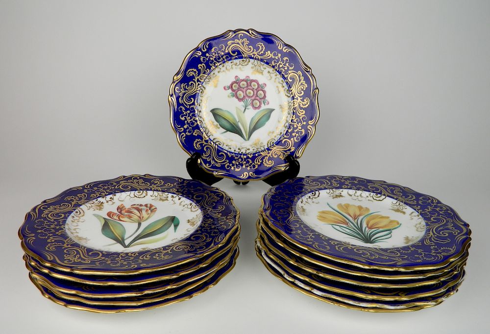 Appraisal: Set of Rockingham Bleu de Roi dessert plates Set of