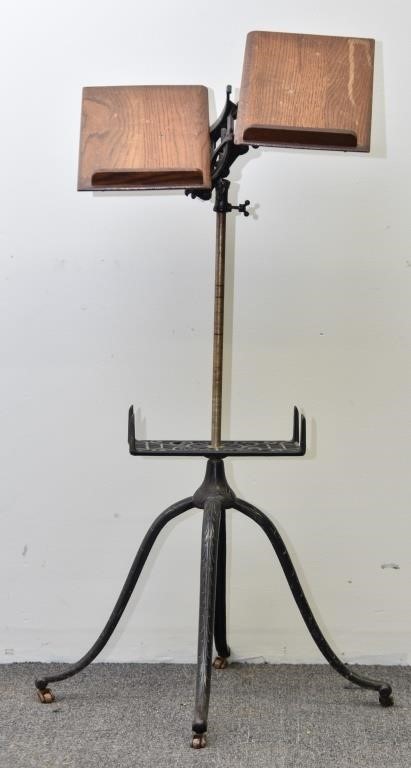 Appraisal: Columbia Dictionary Stand late th c oak and cast iron