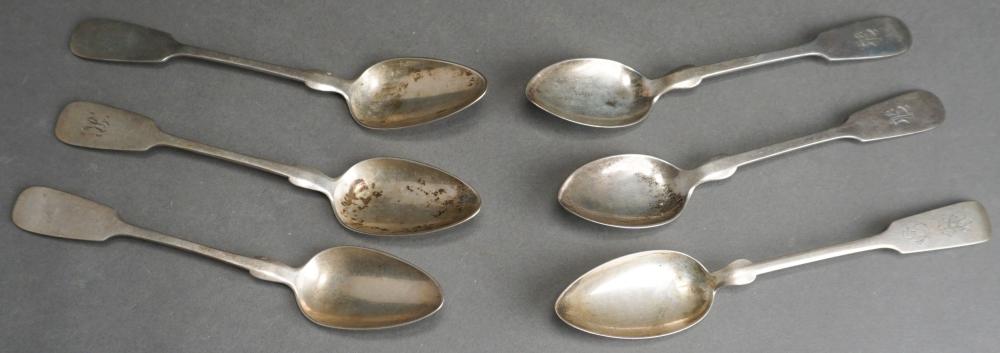 Appraisal: SIX ASSORTED GERMAN -SILVER TABLESPOONS THREE MAKERS L OF LONGER