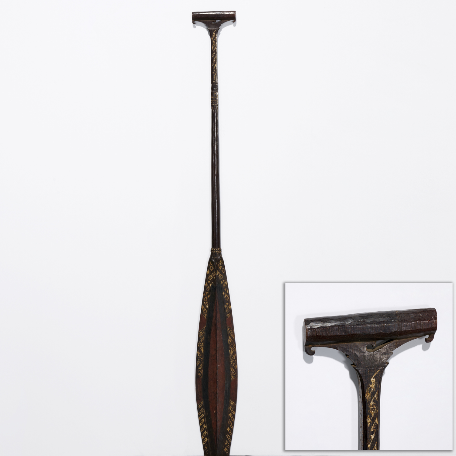 Appraisal: DAYAK CARVED AND PAINTED CEREMONIAL PADDLE Kalimantan Borneo Indonesia the