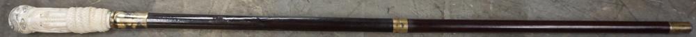 Appraisal: Chinese Carved Wood Cane with Compass L in cm