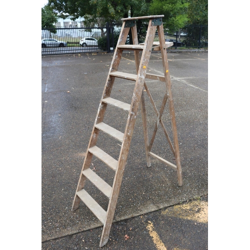 Appraisal: Old French wooden stepladder approx cm H