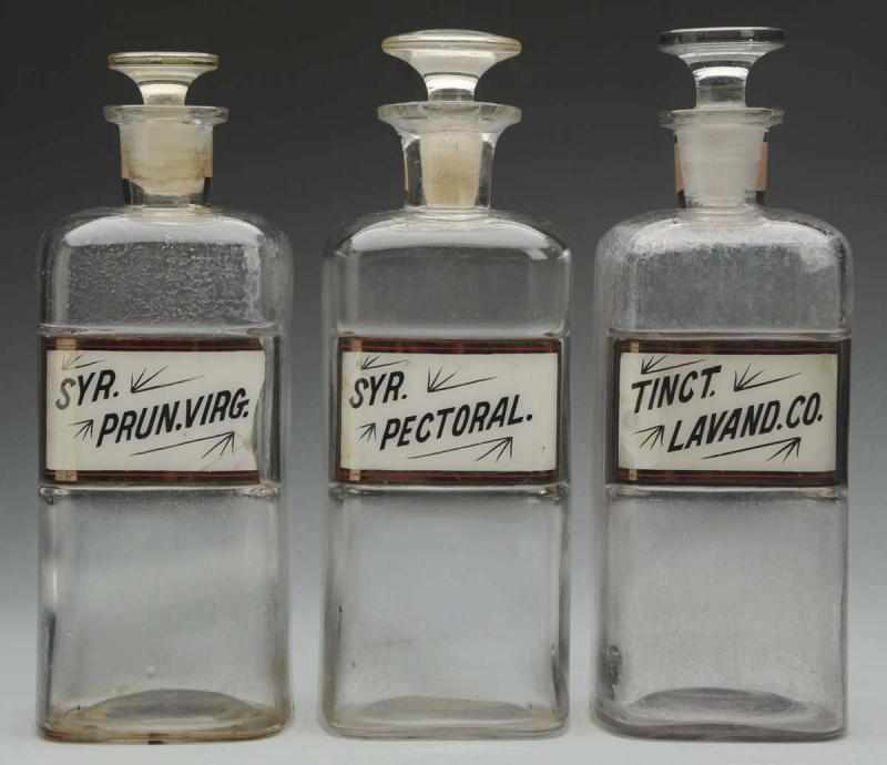 Appraisal: Lot of Early Apothecary Jars All with reverse-on-glass labels and