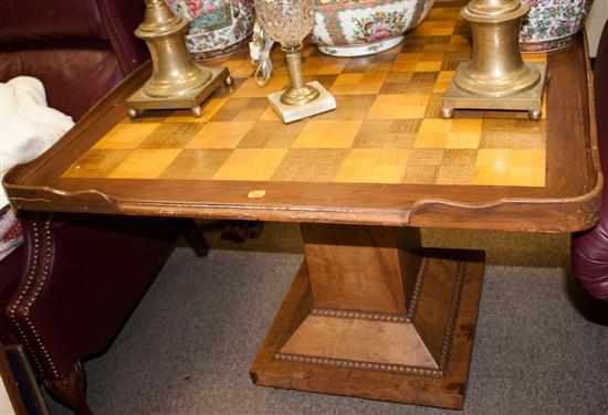 Appraisal: Continental Neoclassical style pedestal games table galleried top with center