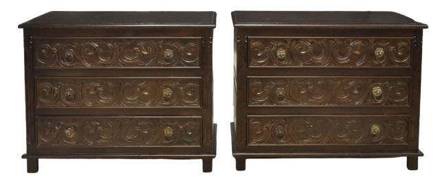 Appraisal: pair Spanish Baroque style carved chests late th c each