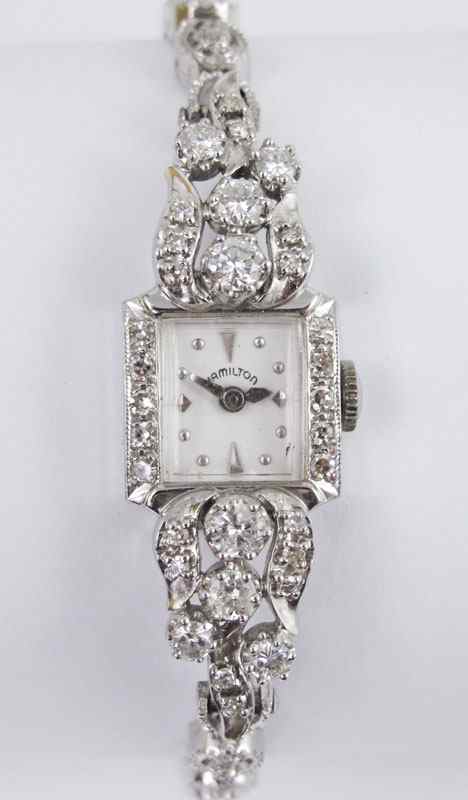 Appraisal: LADIES HAMILTON DIAMOND LUXURY WATCH K white gold watch in