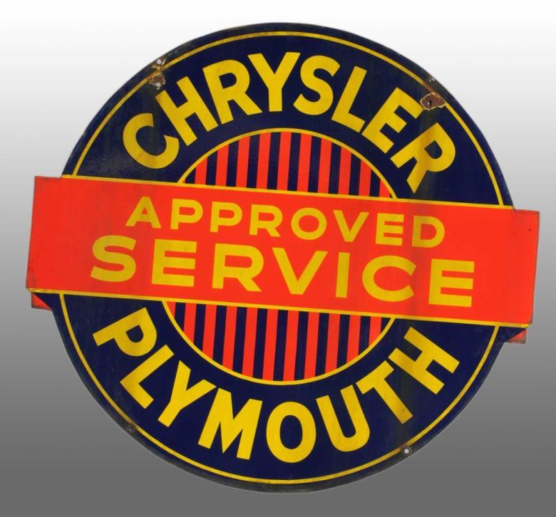 Appraisal: Porcelain Chrysler-Plymouth Approved Service Sign Description s to s Some