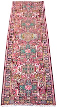 Appraisal: An Antique Heriz Runner An attractive Heriz runner in reds