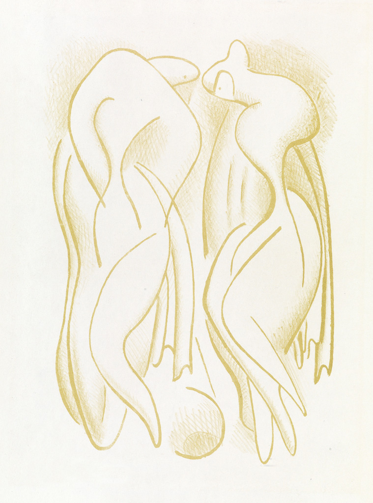 Appraisal: ALEXANDER ARCHIPENKO Bathers Lithograph printed in olive green x mm