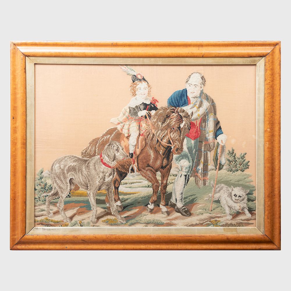 Appraisal: Victorian Needlework Picture of Prince Albert on a Pony Framed