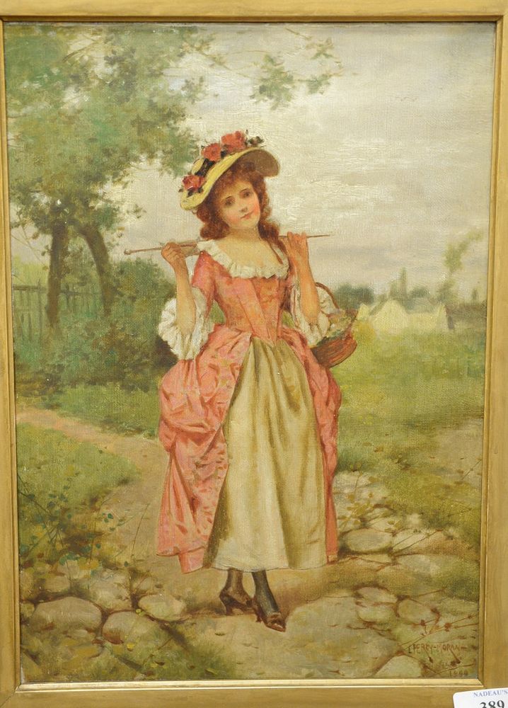 Appraisal: Percy Moran - oil on canvas young girl in pink