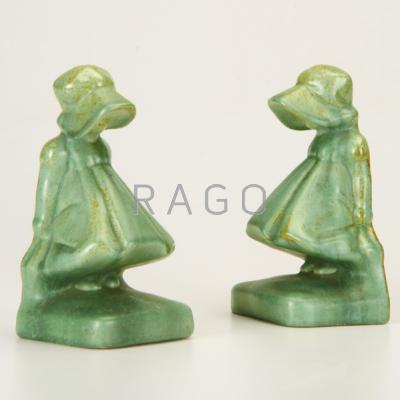 Appraisal: COWAN Pair of glazed ceramic Sunbonnet Girl bookends Unmarked x