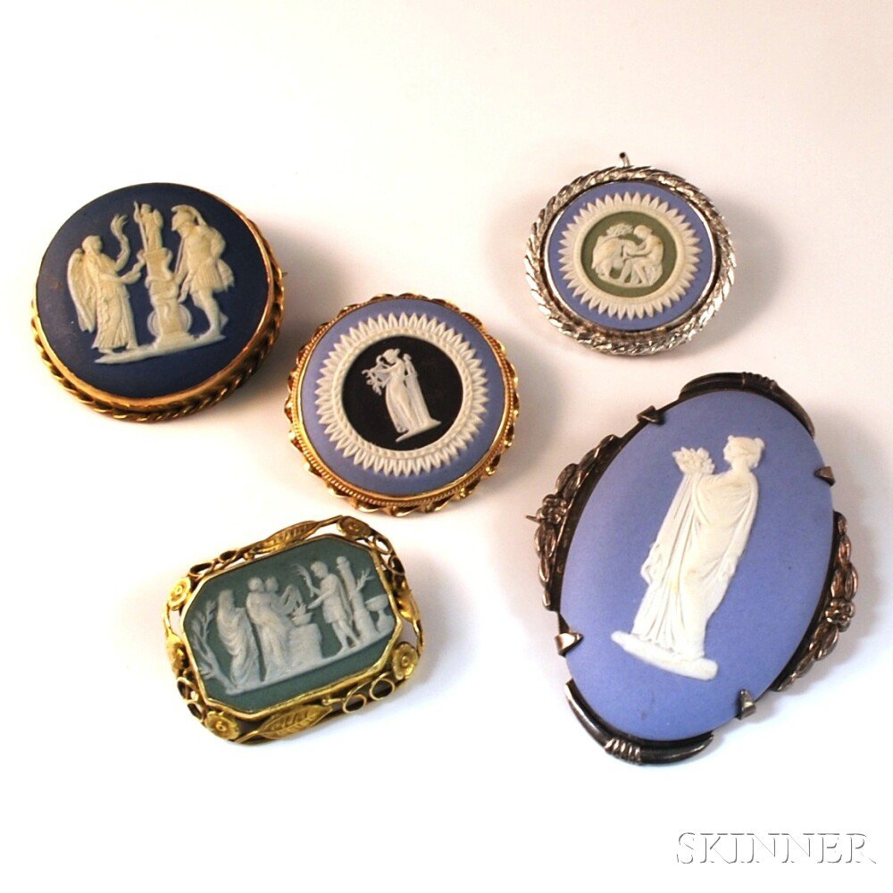 Appraisal: Five Wedgwood Pins each stamped to the back including a