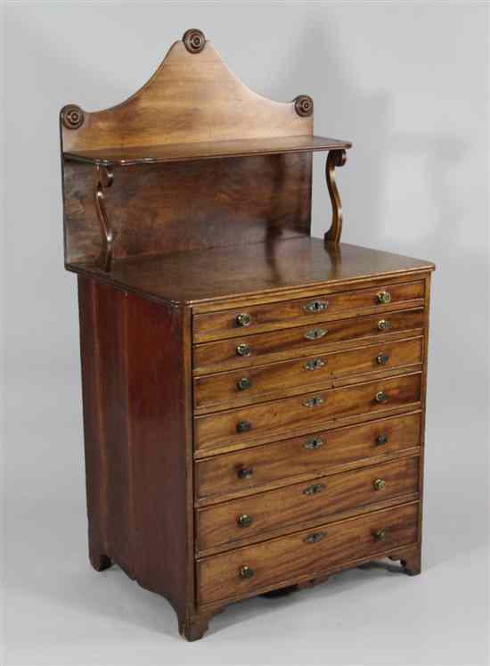 Appraisal: A Regency mahogany chest with raised single tier back above