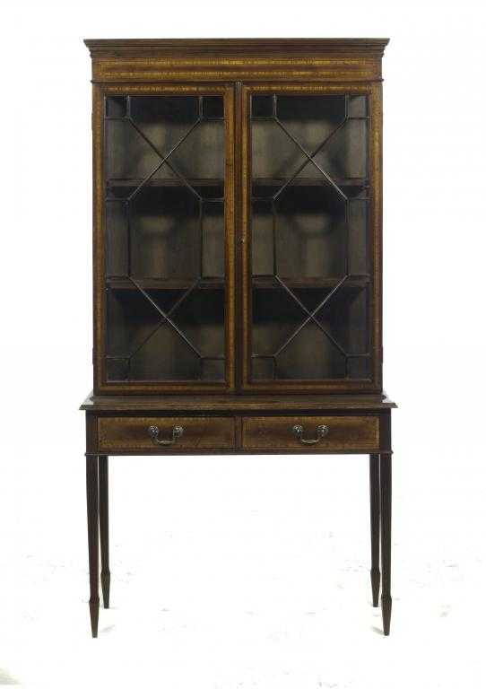 Appraisal: AN EDWARD VII MAHOGANY CABINET crossbanded in satinwood and line