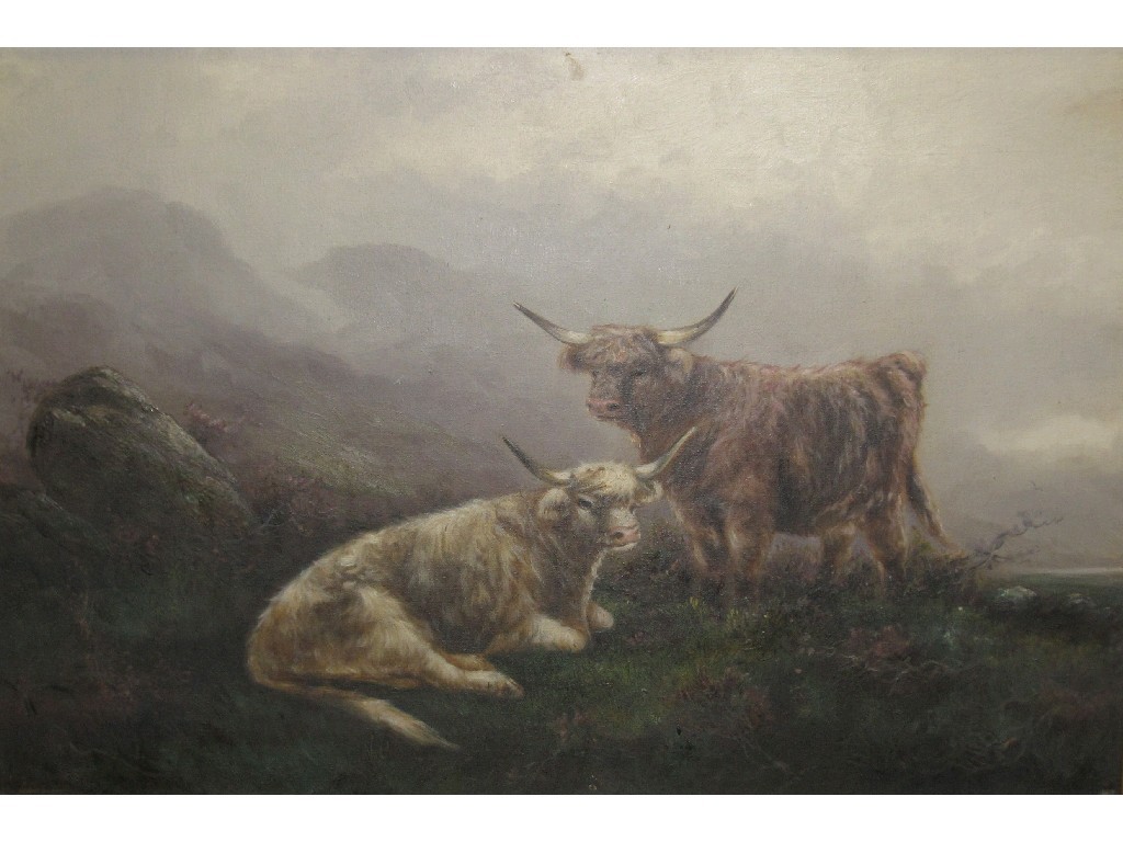 Appraisal: F WALTERS GLENCOE and HIGHLAND CATTLE IN THE MIST Pair