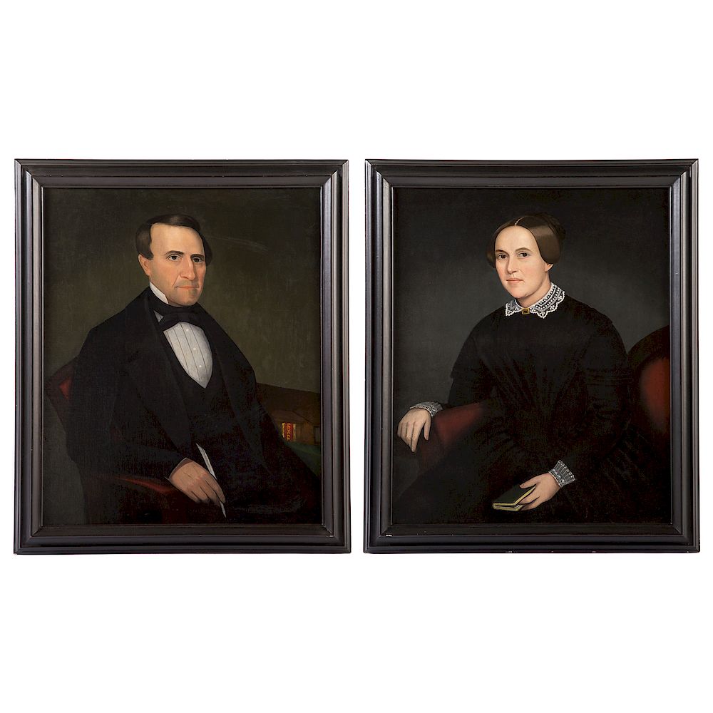 Appraisal: Ammi Phillips Mr and Mrs Theron Bronson oils American -