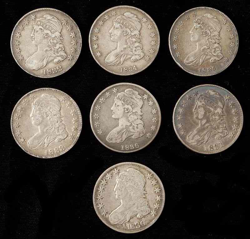 Appraisal: Grouping of Different Capped Bust Halvesdates include The coins appear