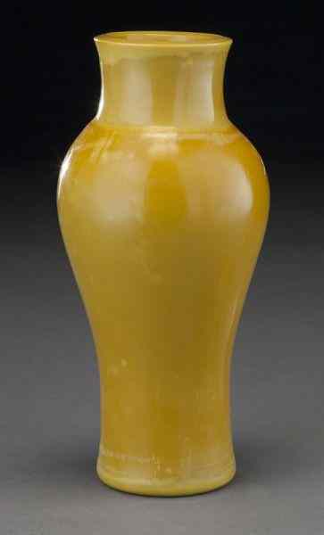 Appraisal: Chinese Qing Peking glass chicken fat yellow vase ''H Circa