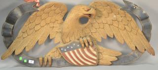 Appraisal: Large carved eagle wall plaque ht x lg Large carved