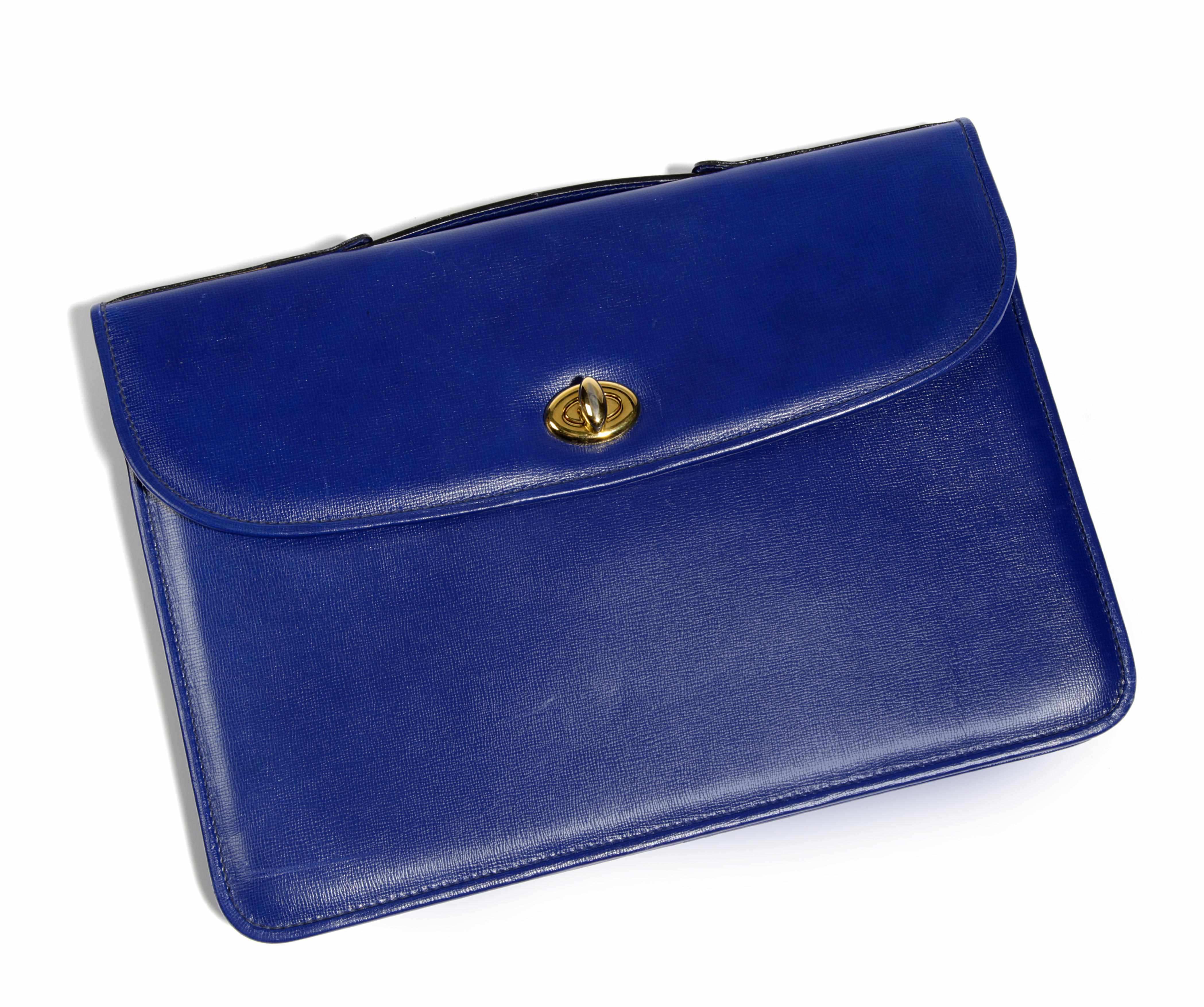 Appraisal: A Mark Cross blue leather briefcase height in width in