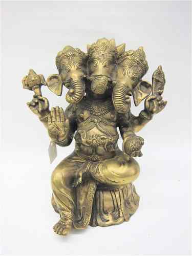 Appraisal: GILT BRONZE FIGURE of the deity Ganesha having three elephantine