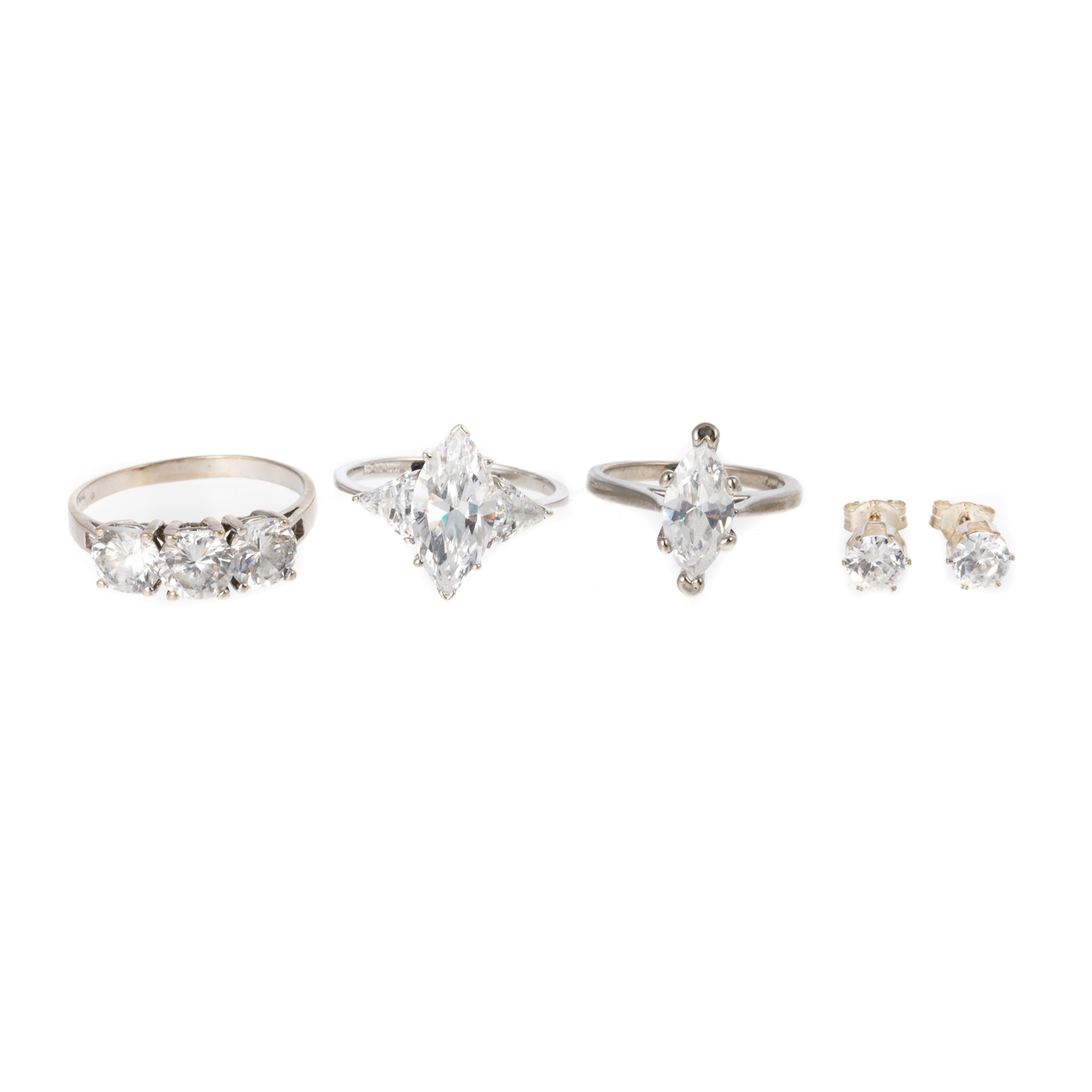 Appraisal: A COLLECTION OF CZ JEWELRY IN K SILVER K white