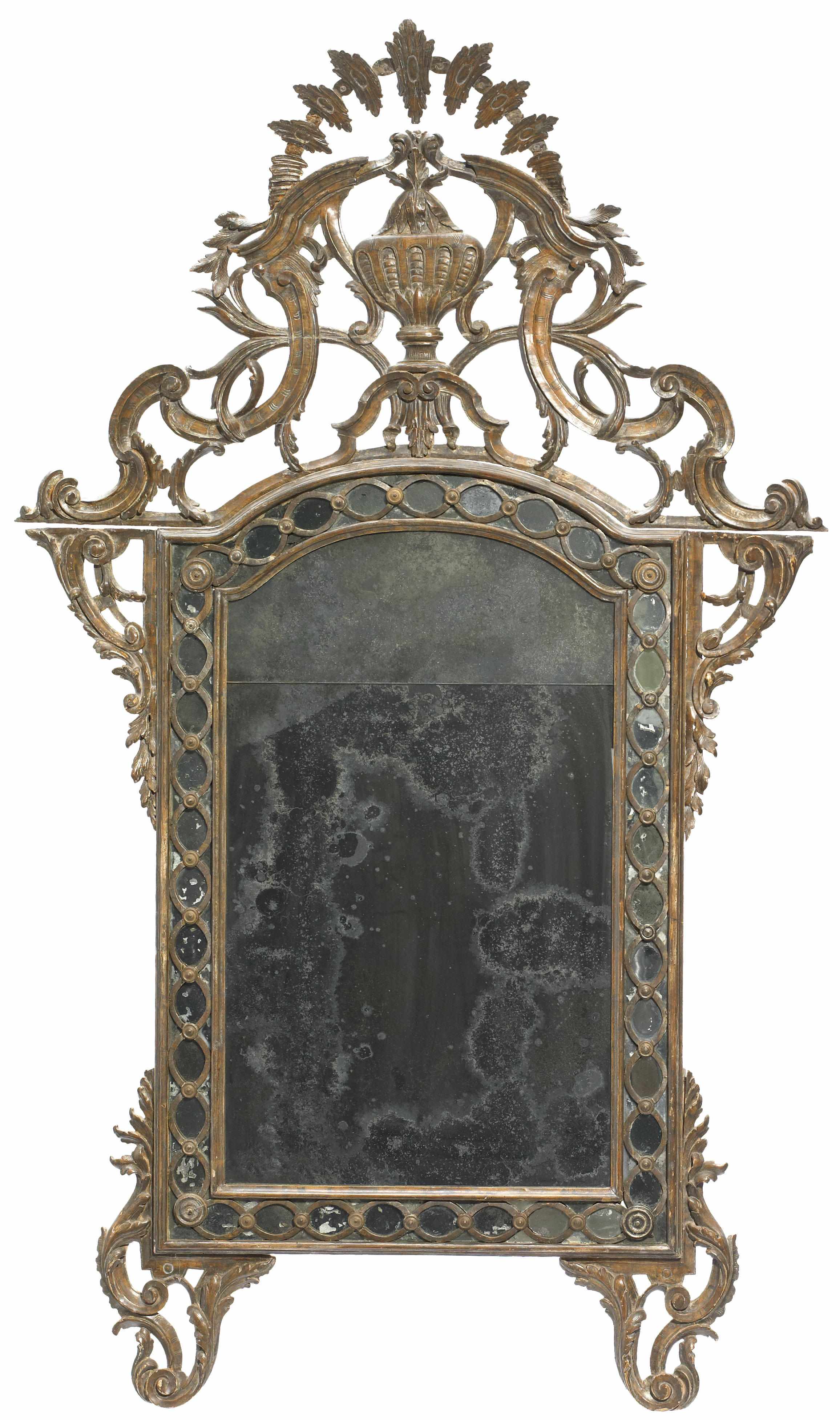 Appraisal: An Italian Baroque style carved giltwood mirror height in cm