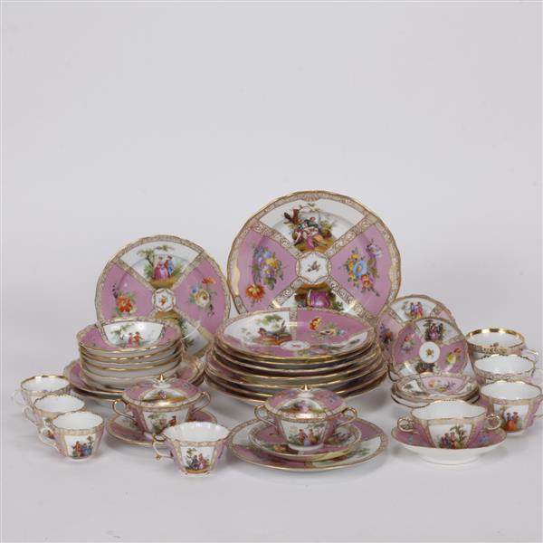 Appraisal: German hand-painted and gilt porcelain partial service mostly Richard Klemm