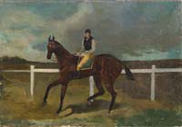 Appraisal: UNSIGNED th th Century THE RACEHORSE Oil on wood board