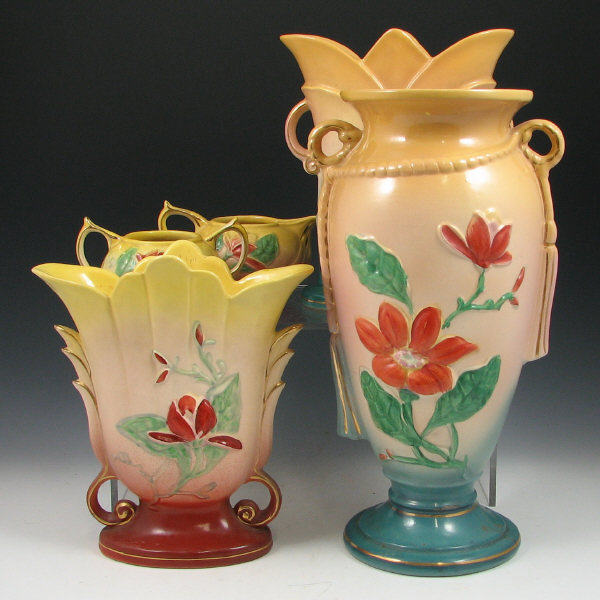 Appraisal: Hull Magnolia Special Hand Painted - Vases Lot of five