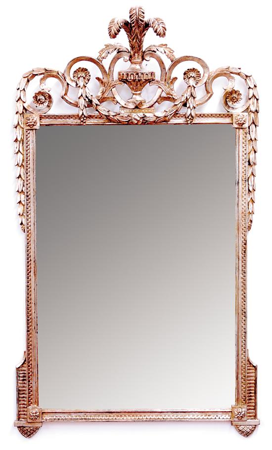 Appraisal: Continental silver-giltwood overmantel mirror surmounted with Prince of Wales feathers