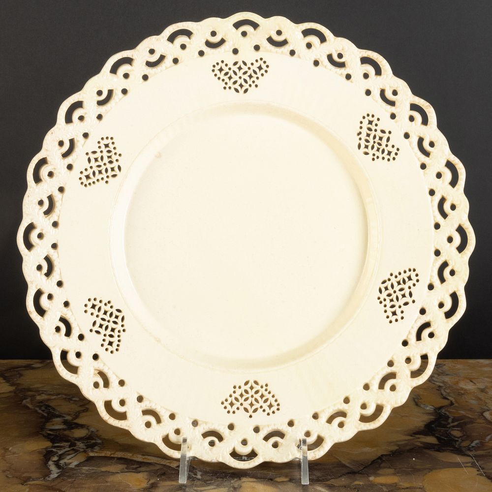 Appraisal: English Creamware Reticulated Plate Unmarked in diam The Neoclassicist Niall