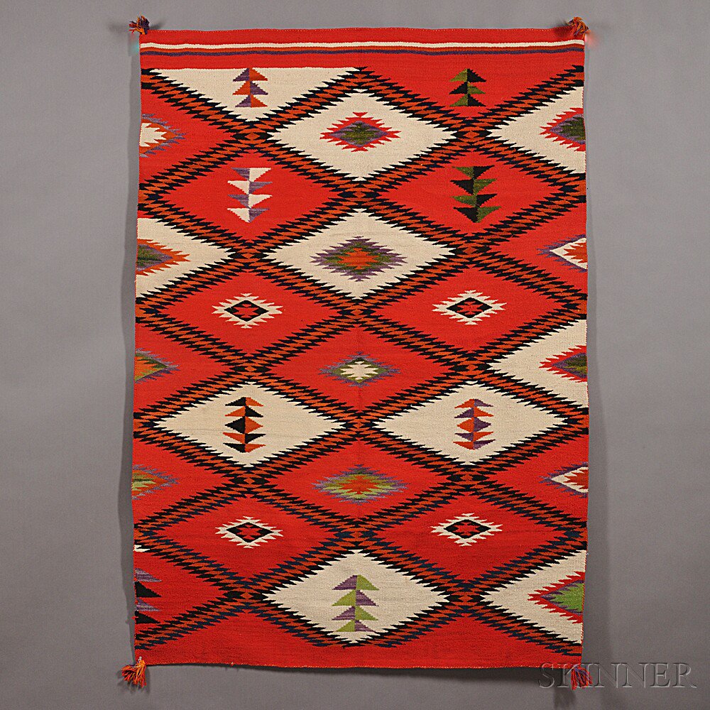 Appraisal: Navajo Weaving natural and synthetic dyed homespun wool with serrate