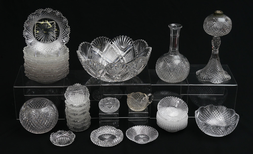 Appraisal: LARGE GROUP OF BRILLIANT CUT GLASS Approx pieces cut in