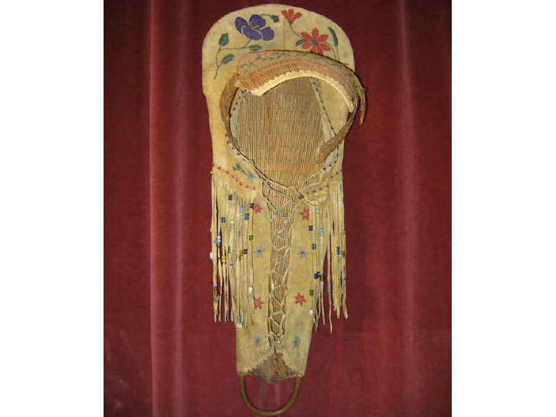 Appraisal: NATIVE AMERICAN INDIAN CRADLEBOARD Bentwood frame is around the solid