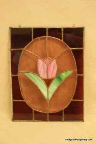 Appraisal: Leaded Stain Glass Tulip Sun Catcher Only '' X ''