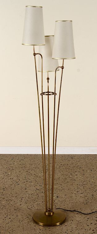 Appraisal: BRASS FLOOR LAMP MANNER OF JEAN ROYER C A mid