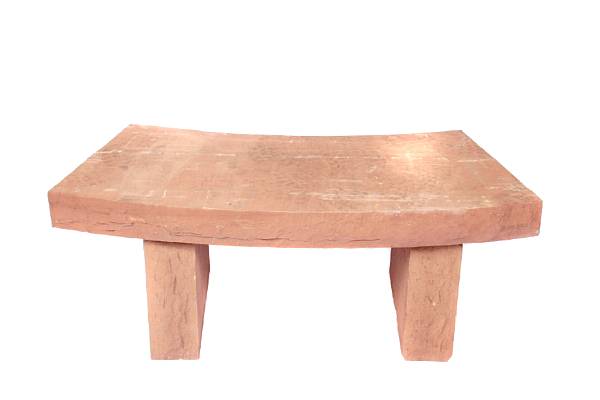 Appraisal: Sandstone Garden Bench pcs This bench consisting of three pieces